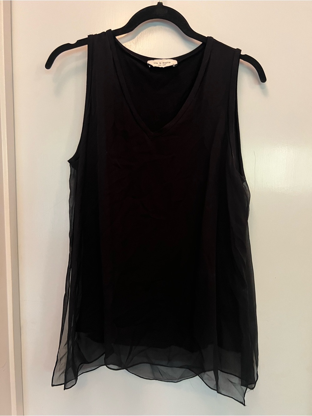 Lola & Sophie Black Sheer-Layered V-Neck Camisole